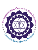 Purple and white seal for The International Center for Reiki Training Licensed Reiki Master Teacher.