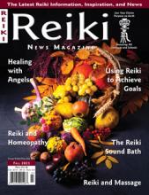 Reiki News Summer 2023 featuring a cornucopia with autumn produce, and leaves.