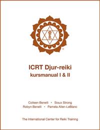 Cover of the Swedish "ICRT Animal Reiki I & II" manual featuring a brown ICRT logo and text on a white background.