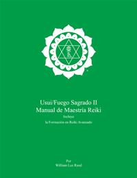 Green cover of Spanish Holy Fire® II Reiki Master training manual with a white ICRT logo and author name, William Lee Rand, below.